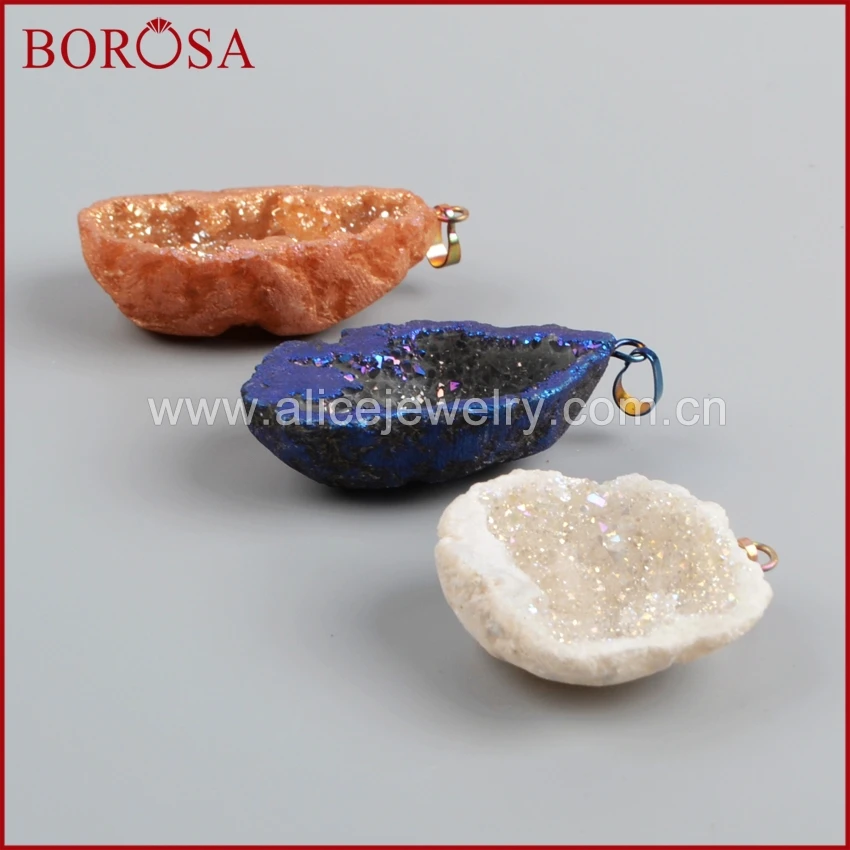 BOROSA распродажа 10 шт Разноцветные титановые кристаллы Друза кулон бусины