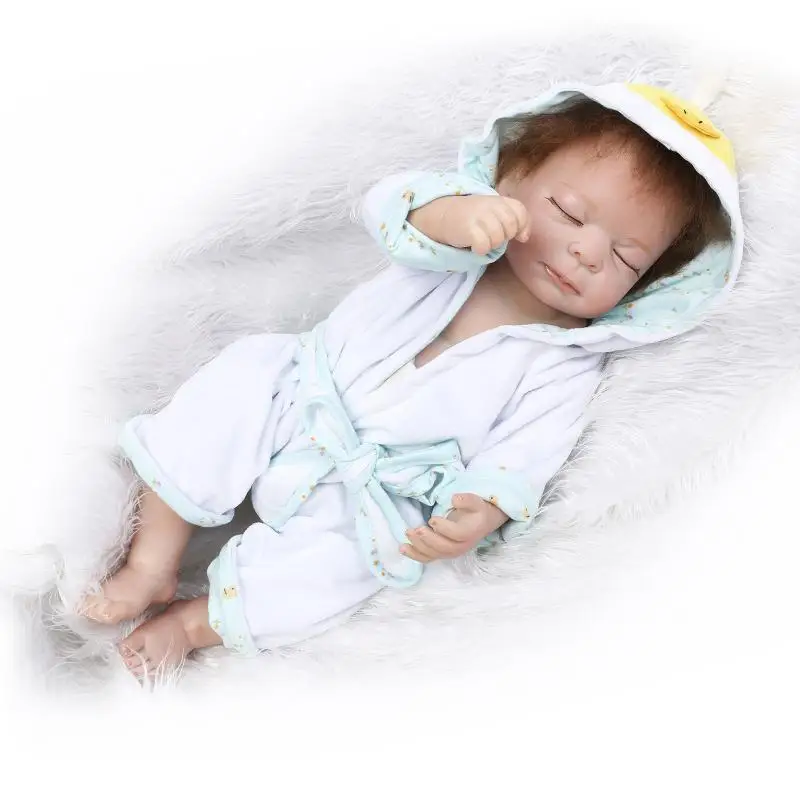 

New Style Realistic 22" Real Soft Blue Boy Baby Doll Full Silicone Vinyl Handmade Reborn Baby Dolls