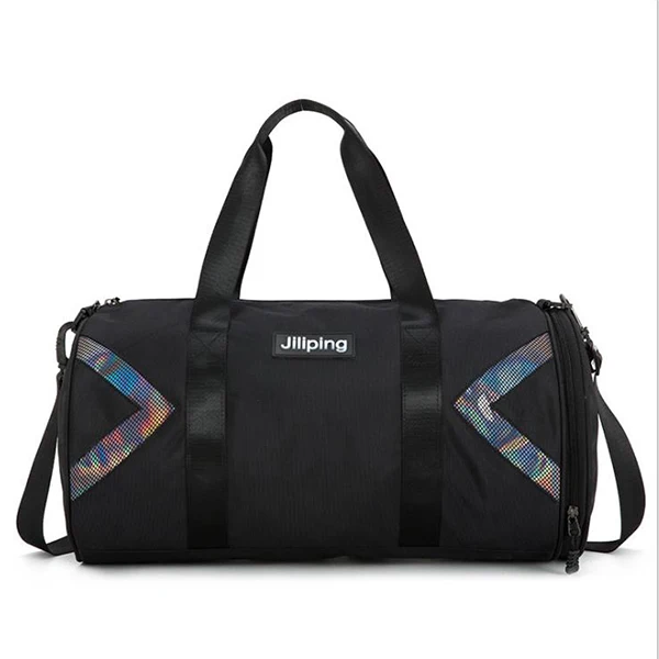 Мужская Высококачественная нейлоновая сумка, отделение для сухого и мокрого спорта, переносная спортивная сумка, женская мягкая трендовая сумка для йоги - Цвет: Black