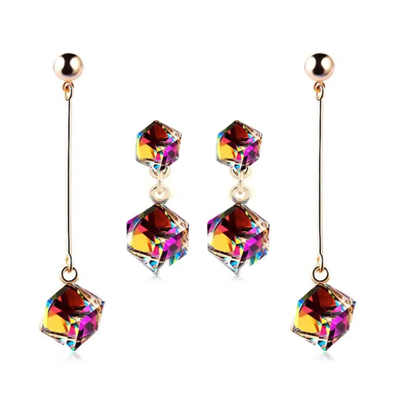 Super Fashion fine jewelry big earring 2 pairs set with stones