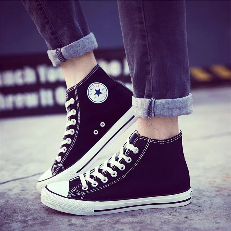 New 2017 Summer Autumn Hot Classic Design Star Flat Lace Up Round Toe Men Shoes High