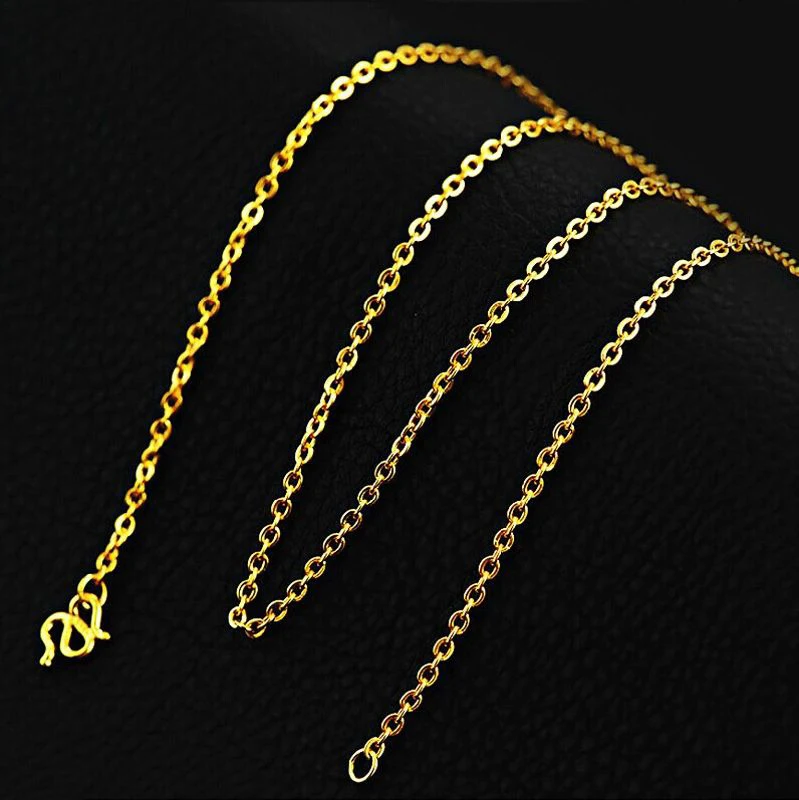 New Pure Solid 999 24K Yellow Gold Chain Women's O Link Necklace 3-3.5g 16.5inch