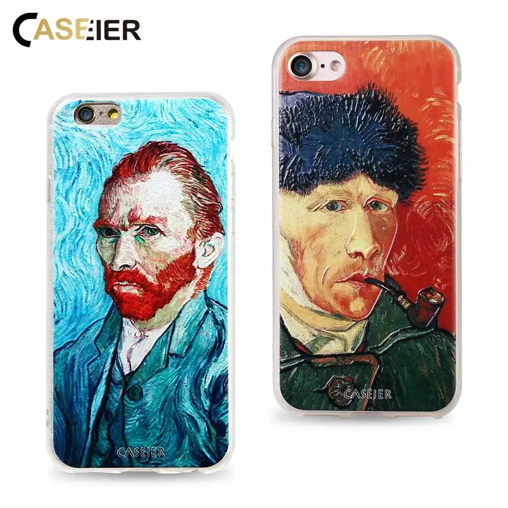 

CASEIER Phone Case For iPhone 6 6s Plus Soft TPU Ultra-thin Van Gogh Cover For Samsung S6 S7 Edge Relief Silicone phone Shell