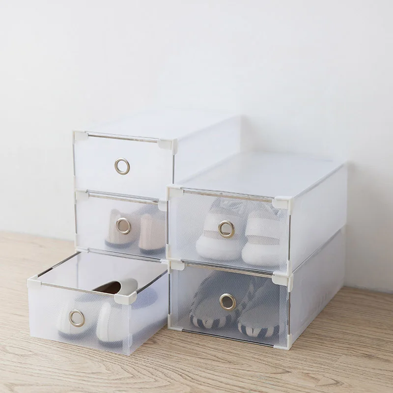 

Shoes Box Simple Translucent Storage Box Thickening Plastic Male Female Shoebox Dust-proof Drawer Type Combined Shoe Storage Box
