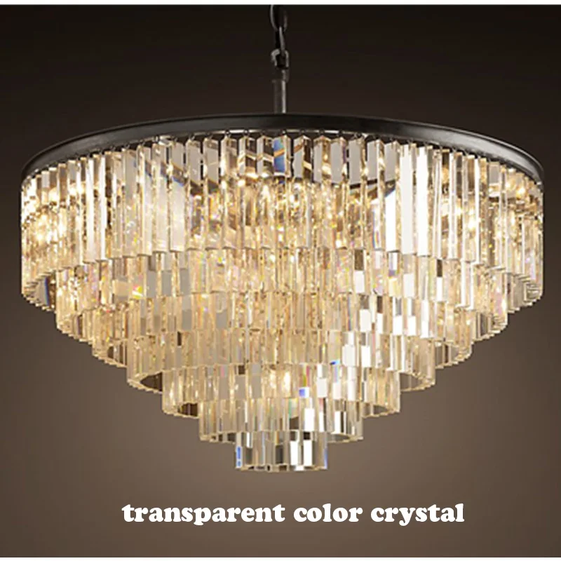 transparent crystal Роскошный Американский кристалл ретро большой подвесной светильник контракт E14 светодиодный ресторан освещение зала три-Цвет с украшением в виде кристаллов лампа - Цвет корпуса: transparent crystal