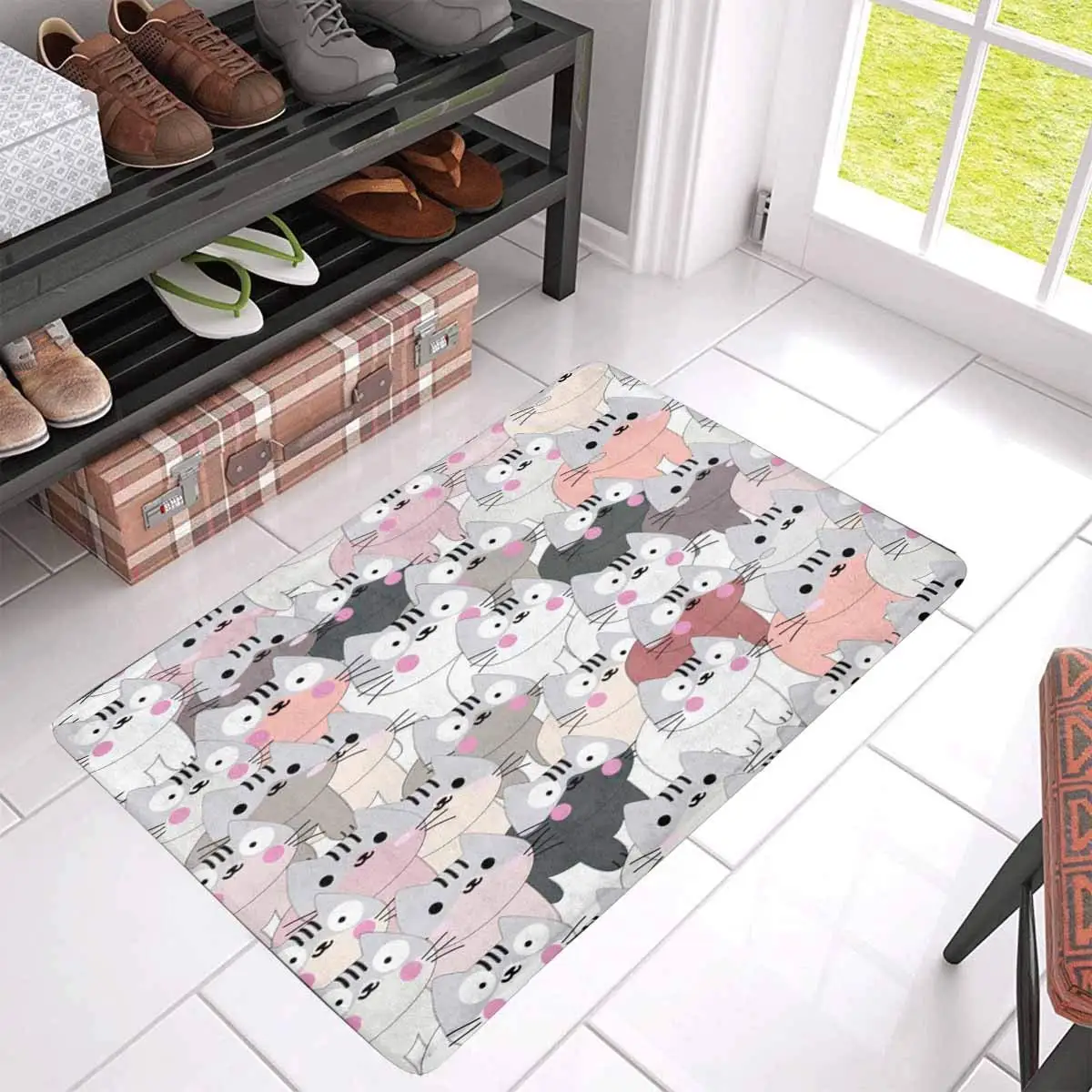 HUGS IDEA Brick Wall Pattern Doormat Indoor Kitchen Decor Rug Bathroom Door Mat Non Slip Soft Absorbsent