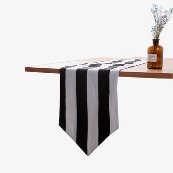 

Wedding Decoration Wedding Hall Runner Black And White Stripe Table Runner Family Hotel Dust Tablecloth Party Supplies