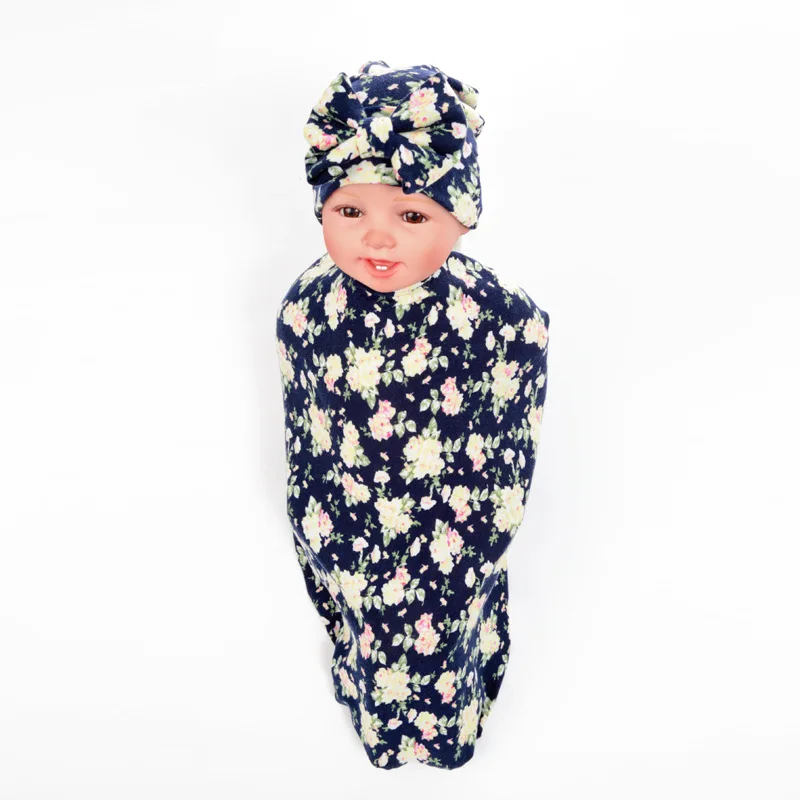 80 см x 80 см Хлопковое одеяло для новорожденного супер мягкое цветочное одеяло s детское хлопчатобумажное одеяльце пеленка+ повязка для волос/шляпа комплект из 2 предметов