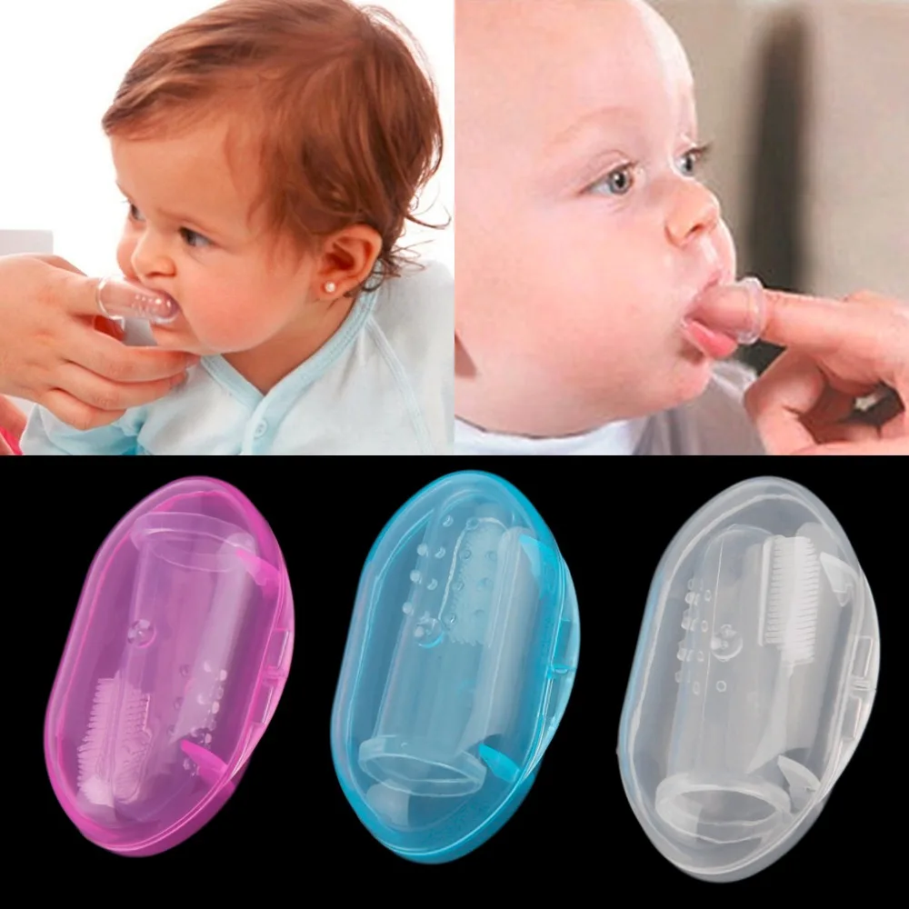 Kids Baby Infant Soft Silicone Finger Toothbrush Teeth Rubber Massager With Box Useful Healthy Massager Brush for children