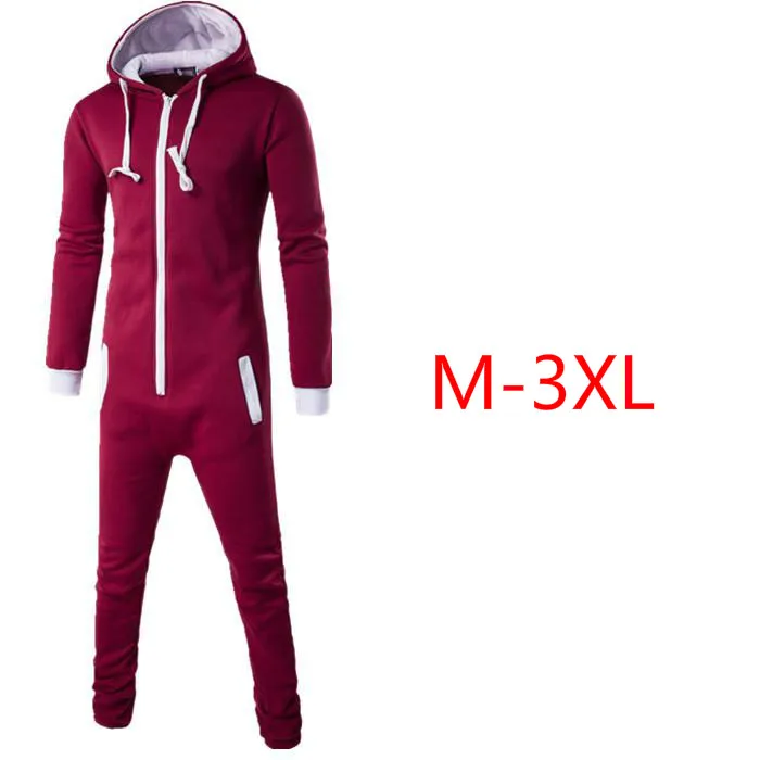 

Brand 2019 Size M-3XL Men Long SleeveHooded Coverall One Piece Jumpsuits Cotton Pants Casual Romper Overalls Sport Tracksuits