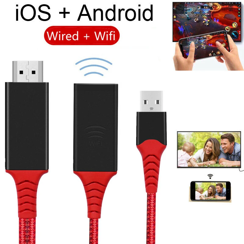 Беспроводной Wifi+ USB кабель для передачи данных 2в1 HDMI VGA Allshare Cast Airplay видео адаптер для huawei Xiaomi iOS Android Phone Link to tv
