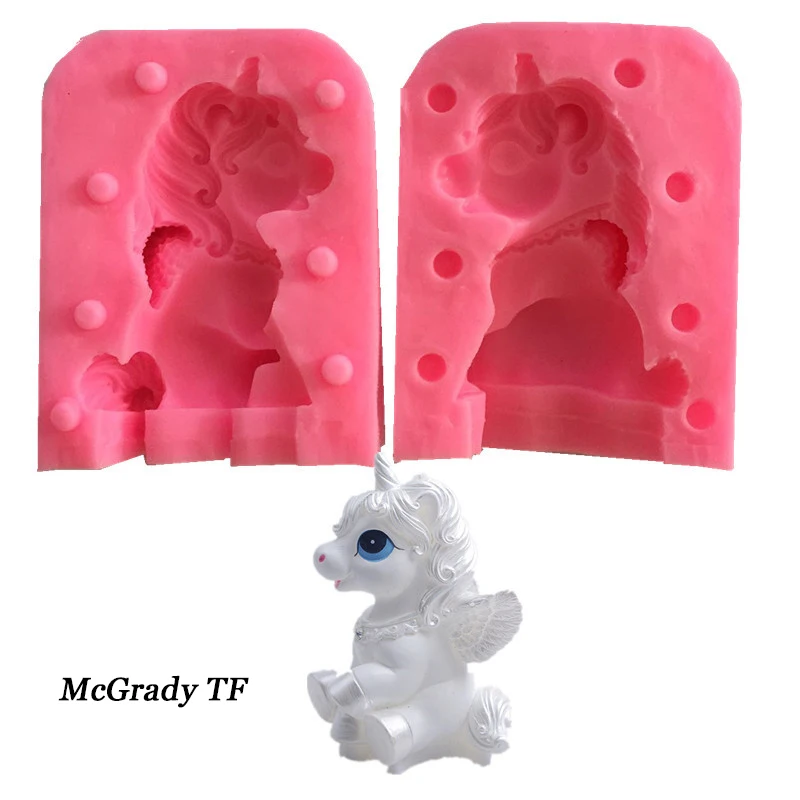 

2pcs/set 3D Unicorn Shape Silicone Mould Chocolate Fondant Soap Candy Cake Molds Kitchen Baking Cake Decorating Tools