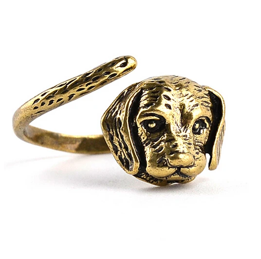 

Adjustable dog ring For Men And Women Punk vintage labrador dog head party Jewelry unisex free size animal rings High Quality