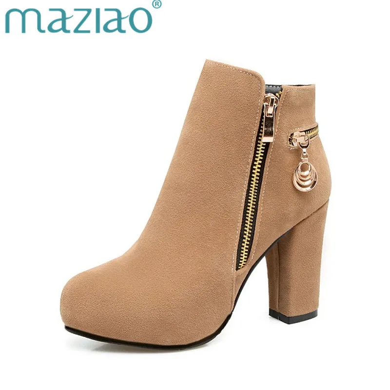 Cheville Mode Hiver Grande Nouvelle 43 Zip Talons 2 Up Bottes Haute Femmes Femme Plate Taille 1 34 forme 4 Chaussures Maziao 2018 3 Troupeau 5tznwqET