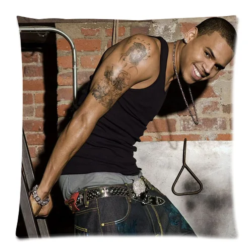 Charming Popular Singer Star Chris Brown Tattoo zippered Pillow Cases cover pillowcase coushion 18X18 inches (one Side)-192 | Дом и сад
