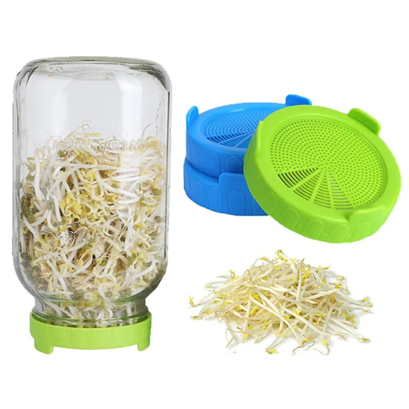 

Sprouting Lids For Mason Jar Food Grade Mesh Sprout Cover Kit Seed Growing Germination Vegetable Silicone Sealing Ring Lid