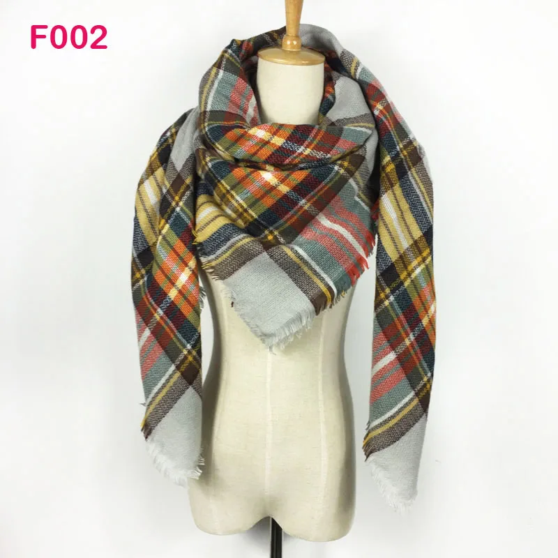 Gorgesonline дизайн модный шарф в клеточку шаль акриловая зимняя теплая обертка Пашмина квадратная большая шотландская клетка одеяло женский шарф - Цвет: as photo