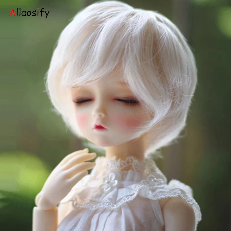 Allaosify BJD wig bjd doll SD wig male doll hair white short hair high temperature1/3 1/4 1/6 Buy one get one free bjd hair