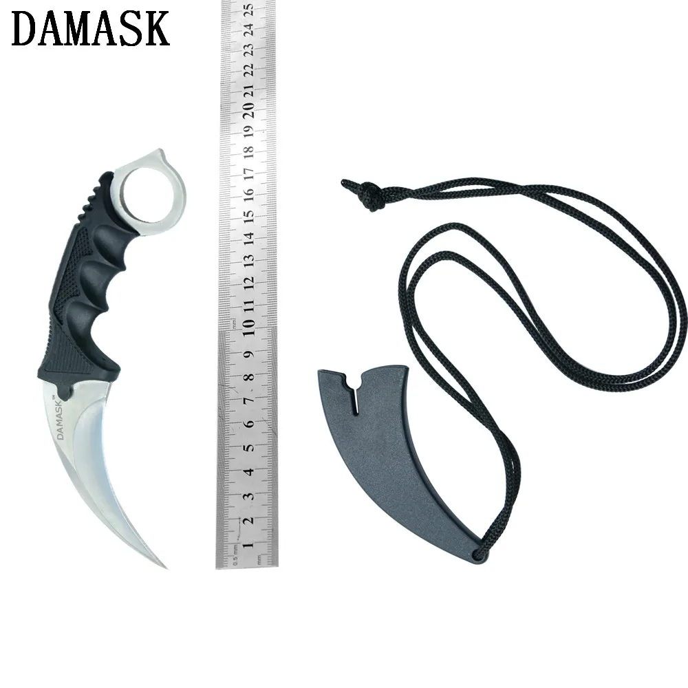 Дешевый Дамаск оптовая продажа Karambit ножи csgo Counter Strike коготь нож с фиксированным лезвием Открытый нож для охоты и кемпинга открытый ручные инструмен...