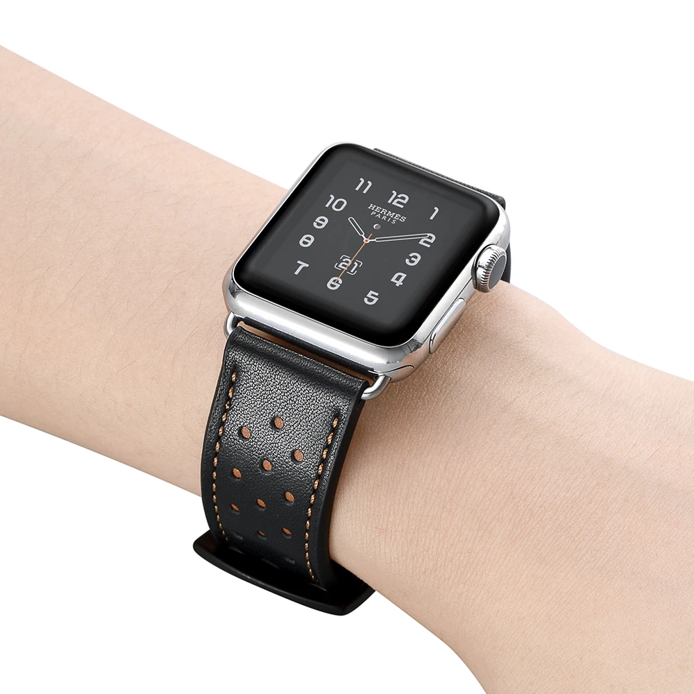 Ремешок для часов из натуральной кожи Apple Watch винтажный ремешок с отверстиями 42 мм