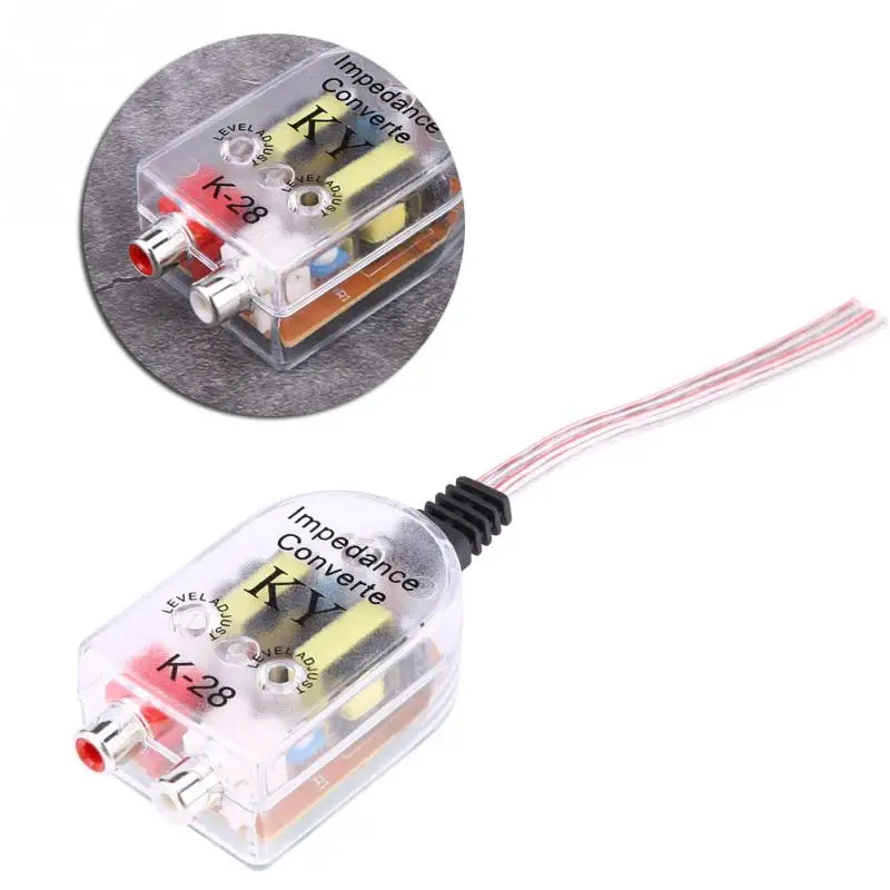 Altavoz de coche ajustable a adaptador de nivel RCA de alta a baja toma de corriente automática Comverter Audio sonido Subwoofer amplificador Altavoz de coche ajustable a adaptador de nivel RCA de alta a baja toma de corriente automática Comverter Audio sonido Subwoofer amplificador