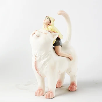 

artist design figures Nordic Statue Figurine Miniture Fairy Home decor sculpture cat boy Chirsmas gift polystone
