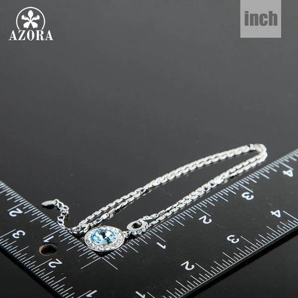 Ожерелье с австрийским хрусталем AZORA белое золото голубое Stellux TN0069|necklace a|pendant