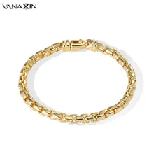 VANAXIN браслеты и браслеты из стерлингового серебра 925 пробы для мужчин, классический браслет в коробке золотого цвета, высокое качество, серебряная модная шкатулка для ювелирных изделий