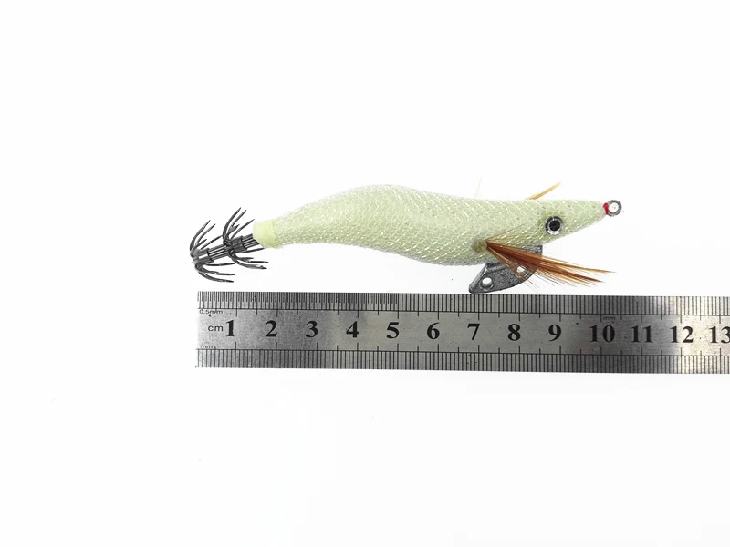 Fishing Lure 1PCS Wood Shrimp Octopussy Squid Jigging Hook White Luminous Shrimp Lure Black Fishing Lure 2.5# 3.5# Hooks