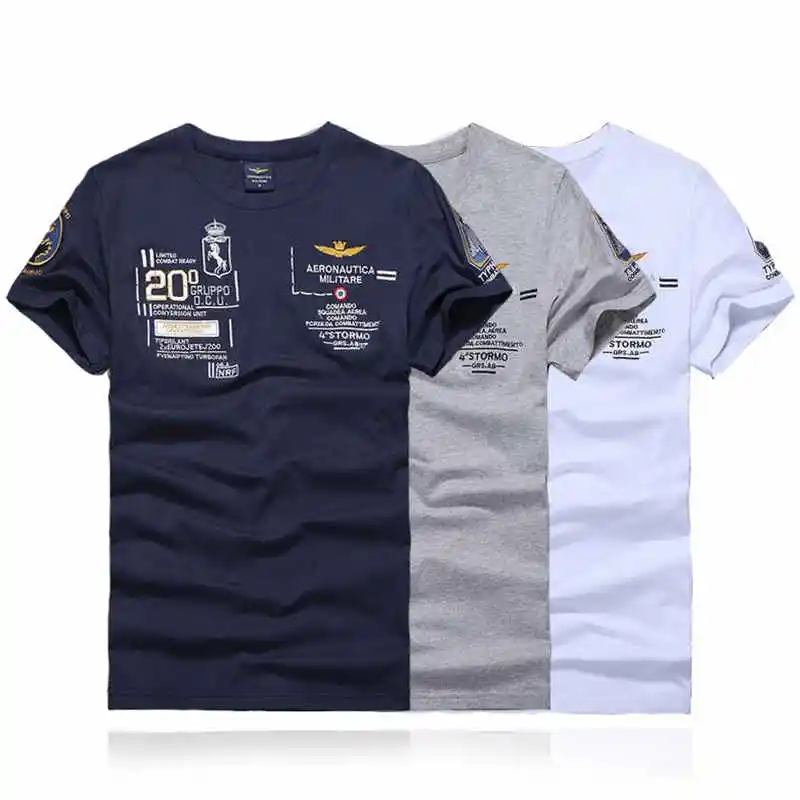 

The new fashion fitness embroidery aviation army men's clothing is the famous brand of air force one round collar T-shirt men's