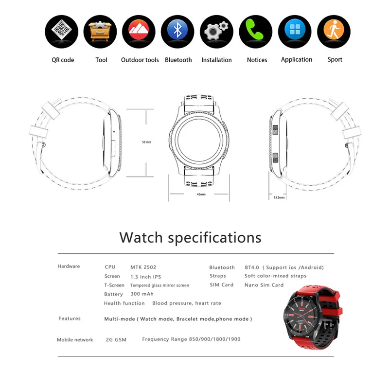 gs8 smart watch heart rate blood pressure monitor gps smartwatch blood pressure cards