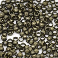 Обжимные бусины из сплава, Круглые, античная бронза, 2 мм, 3 мм(1/") Диаметр, 100 шт, новинка