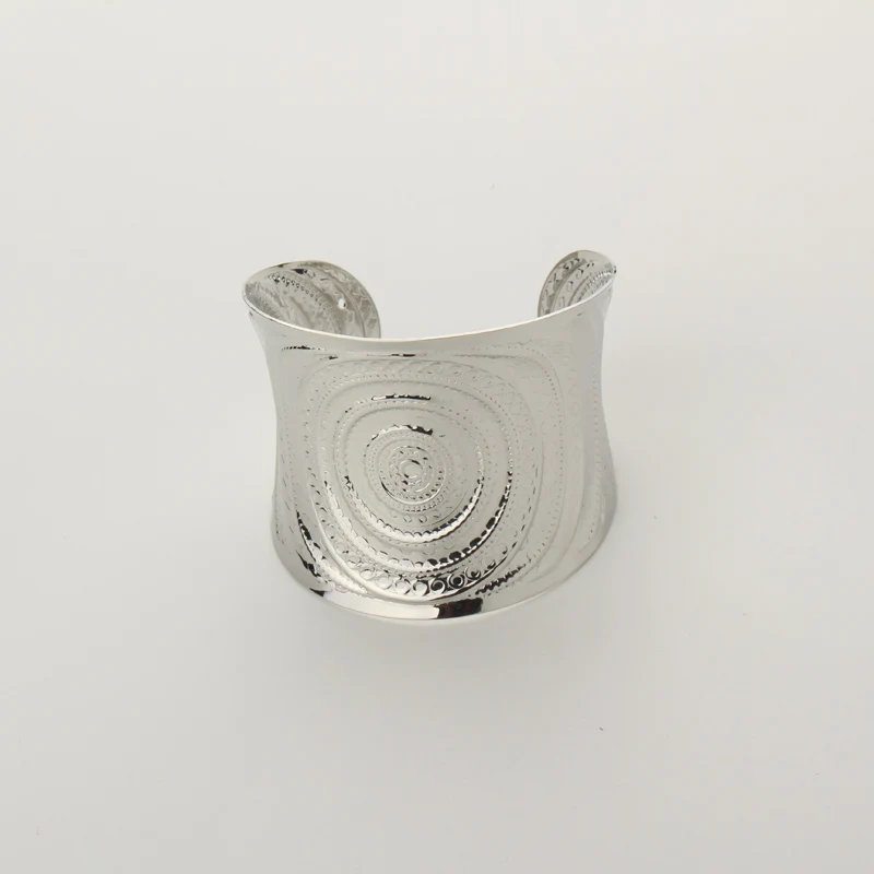 1 шт. Европейский кривой металлический Тибетский позолоченный посеребренный широкий открытый браслет на запястье для женщин Femme резной браслет ювелирные изделия B20