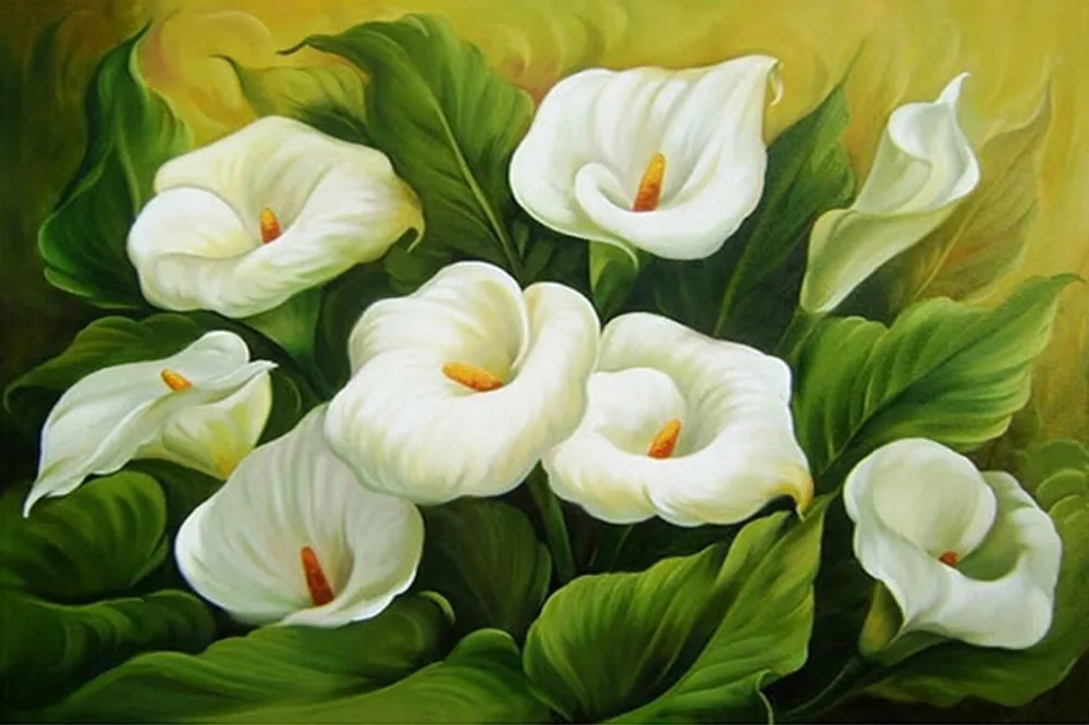 

Home deco diamond embroidery kits cross stitch full square drill needlework dmc diamond painting craft mosaic flowers Calla Lily
