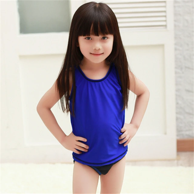 Children Swimwear with cap color sleeveless bathing suit Baby Girl's