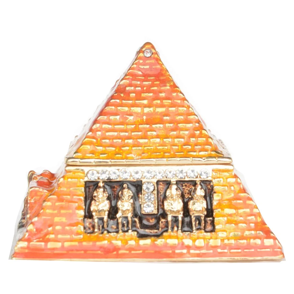 Egyptian Pyramid Trinket Box Metal Jewelry Container Collectible Figurine Statue Creative Gifts Necklace Holder
