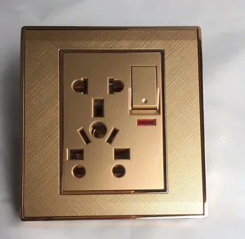 

Gold color universal 5 in 1 single pakistan series brushed with electric plate wall switch socket sample