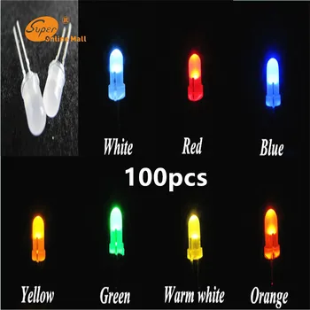 

100PCS LED 5mm Diffused LED Bulb Light Urtal Bright led lamp 5MM Emitting Diodes Lots DIY KIT