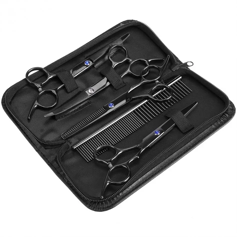 

7Pcs/Set Pet Grooming Scissors Kit 6.3 Inch Dog Cat Hairdressing Shears Set Cutting Thinning Haircut Tools with Comb Bag
