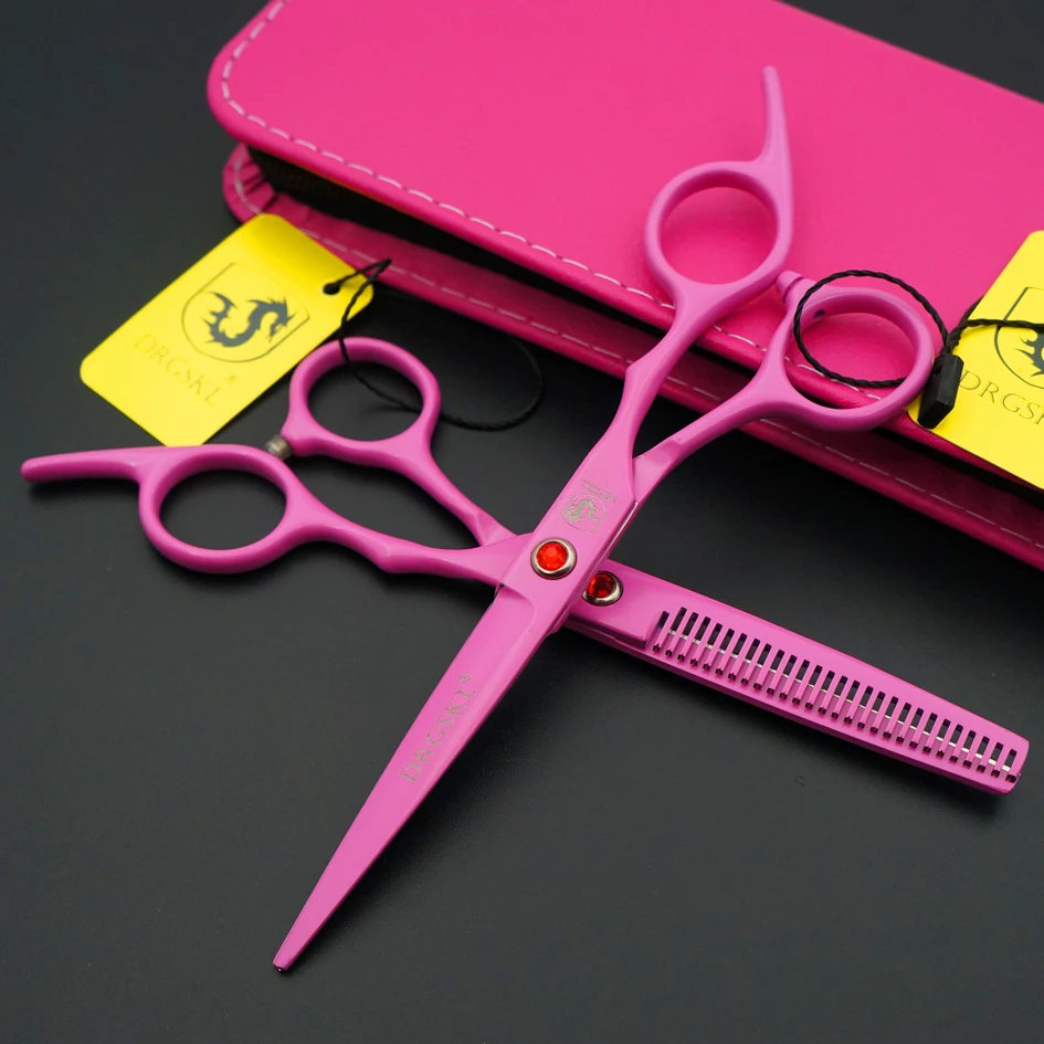 DRGSKL pink paint 6 inch Hair scissors high quality, barber