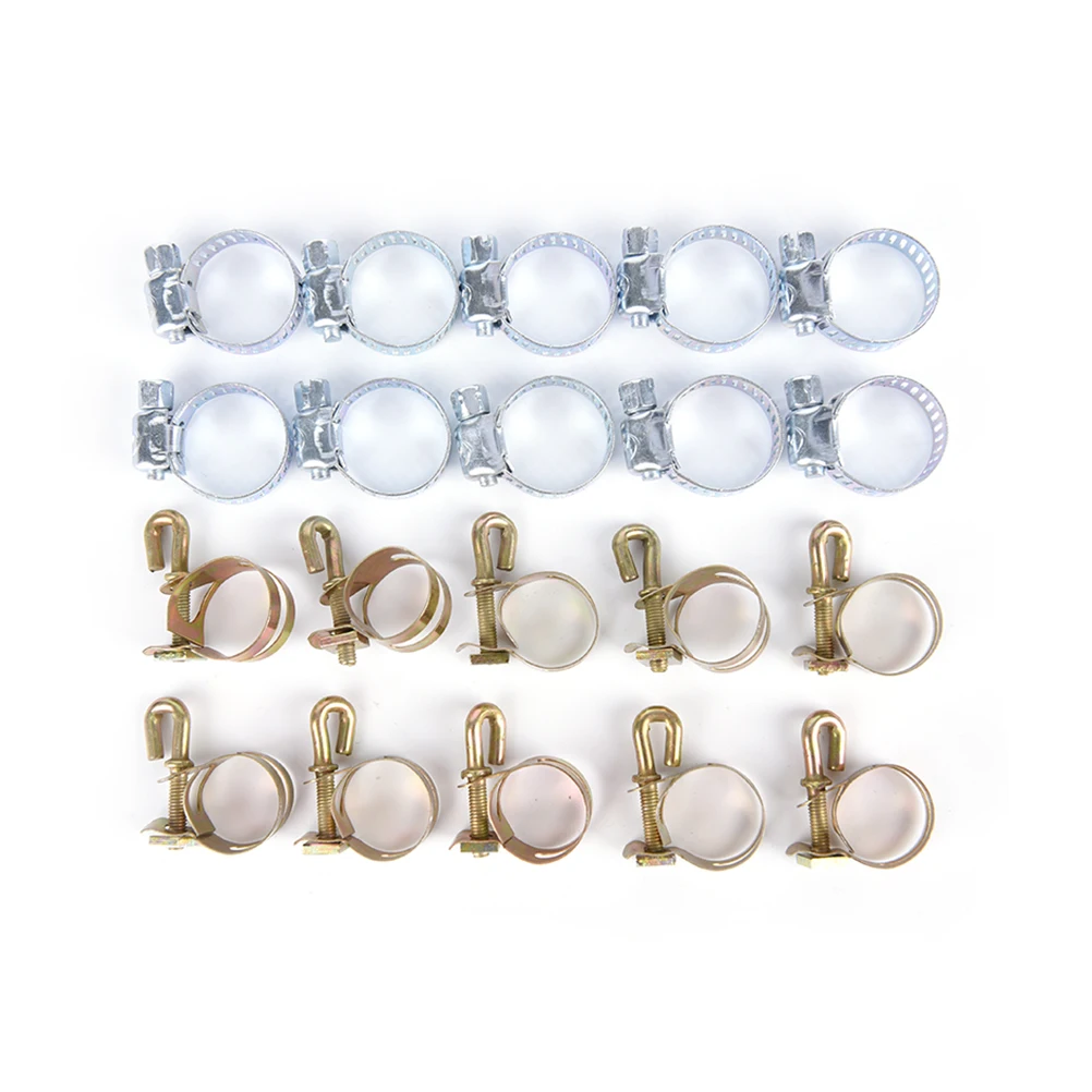 10Pcs Stainless Steel Drive Hose Clamp   Clamp Fuel Line Pipe Worm Gear Clip Tube Fasterner Spring Clip