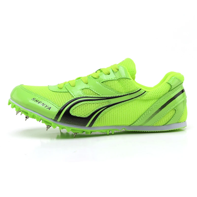 TULUO сплошной цвет трек и поле обувь для мужчин открытый подростков шипы кроссовки легкие студенческие профессиональные Беговые Спортивные - Цвет: Green