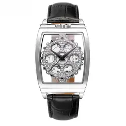 Новые полые автоматические механические часы женские Полный алмаз модные часы женский кожаный браслет водостойкие часы лучший бренд