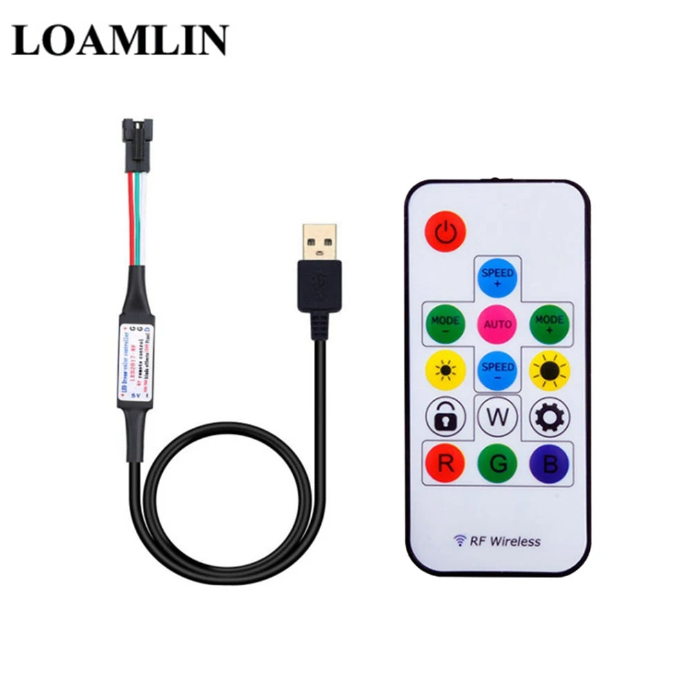 USB LED Strip RGB WS2812B Addressable Pixel Tape 14Keys Remote Controller For TV Back Under Cabinet Lamp DC5V 1m/2m/3m/4m/5m