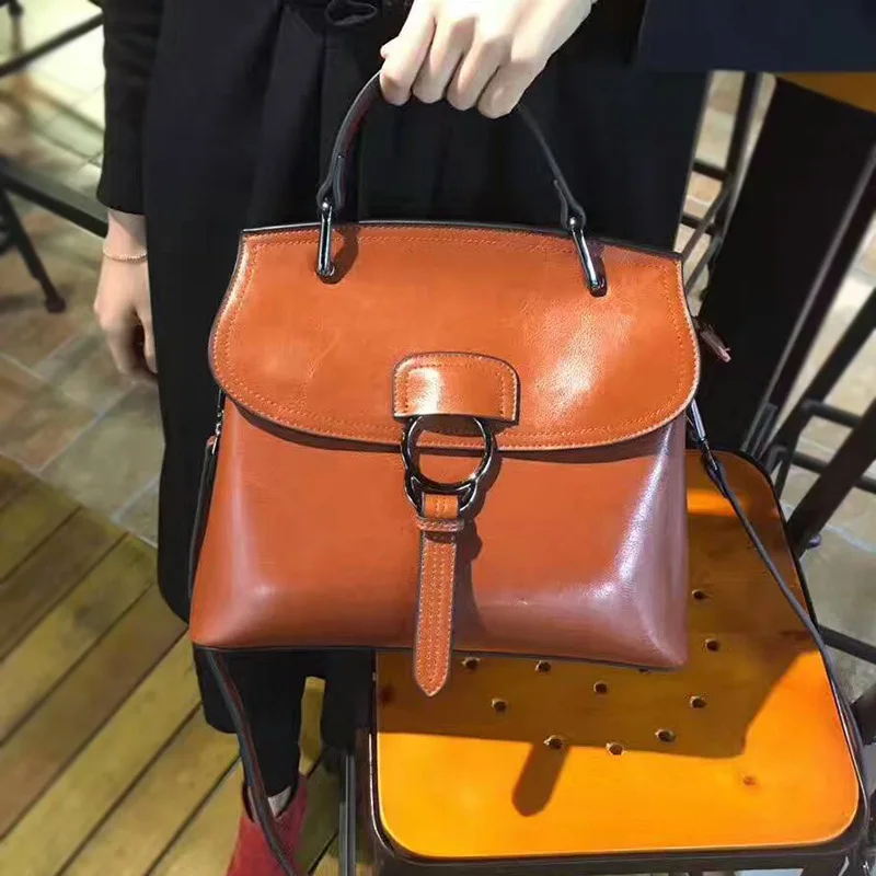 

New shell bag wild leather handbag handbag oil wax leather shoulder slung big bag wholesale