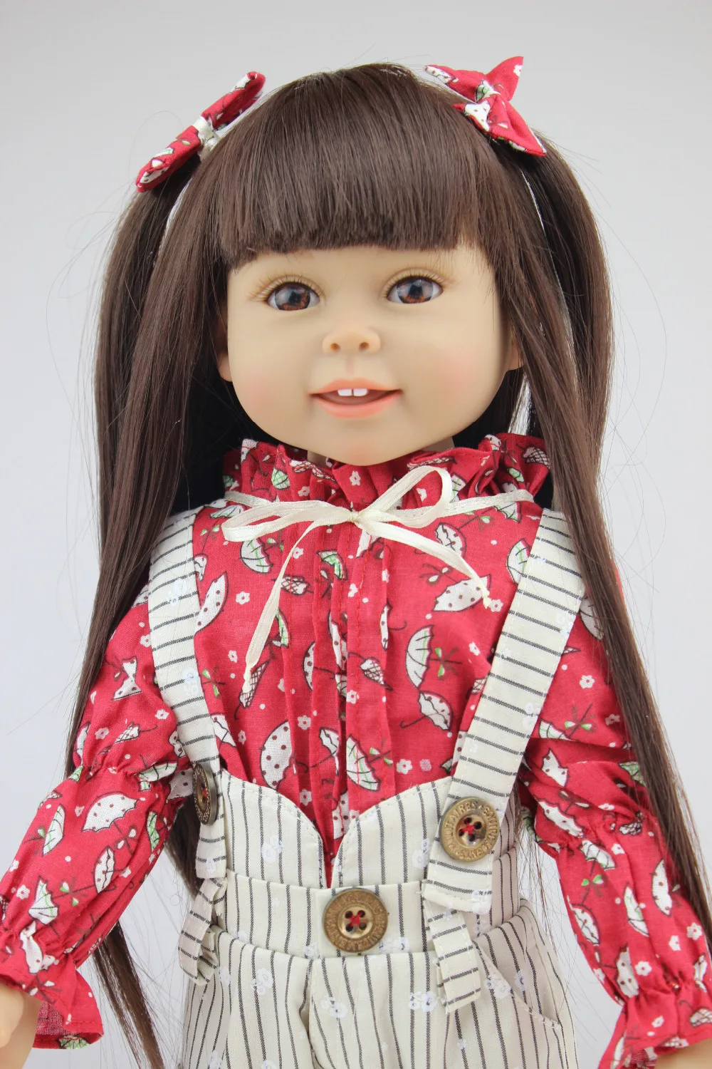 

AMERICAN PRINCESS 18 inch vinyl girl dolls for sale Brown Long hair cute Girl Reborn handmade newborn doll for girls gift
