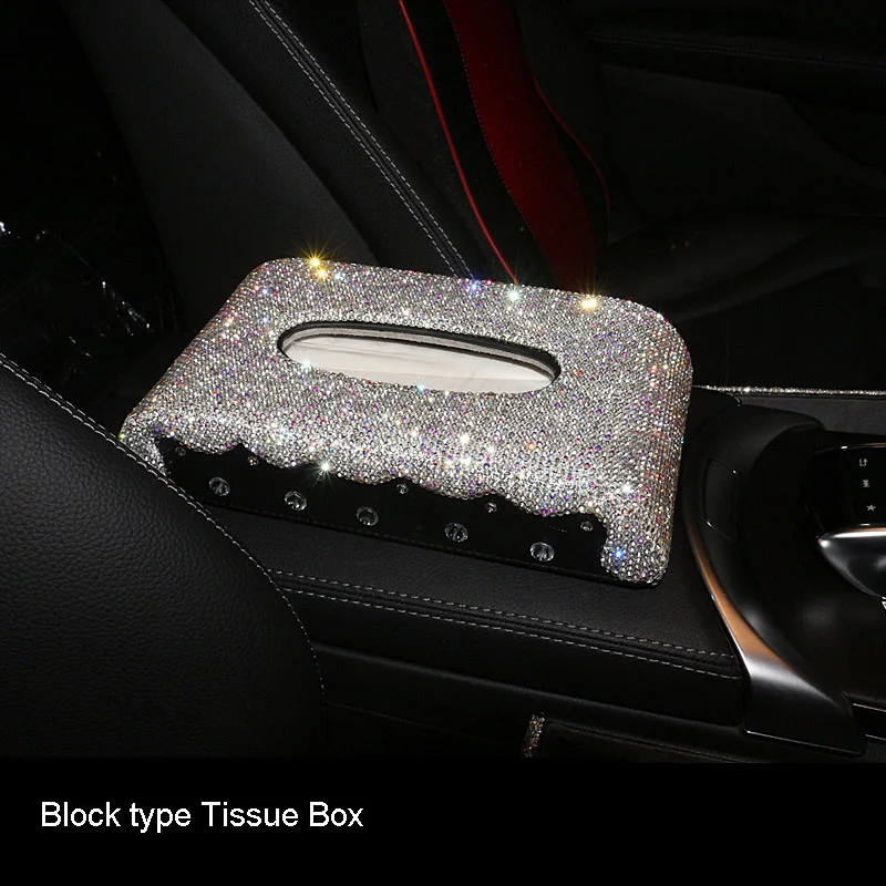 Tissue Bag LadyCrystal Car Tissue Holder Visor Bling Rhinestones car Accessories for Women Charms 