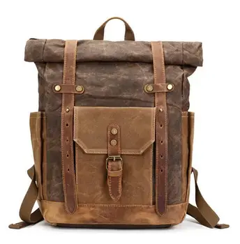 

Joyloading Genuine Leather Preppy Shoulders Backpack Waterproof Men Retro Bag