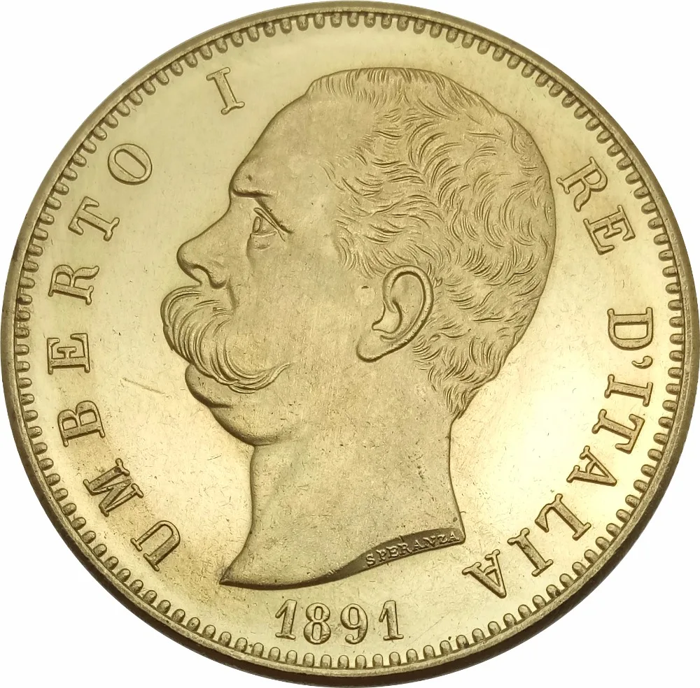 

Italy 100 Lire Umberto I 1891 R Brass Copy Coin