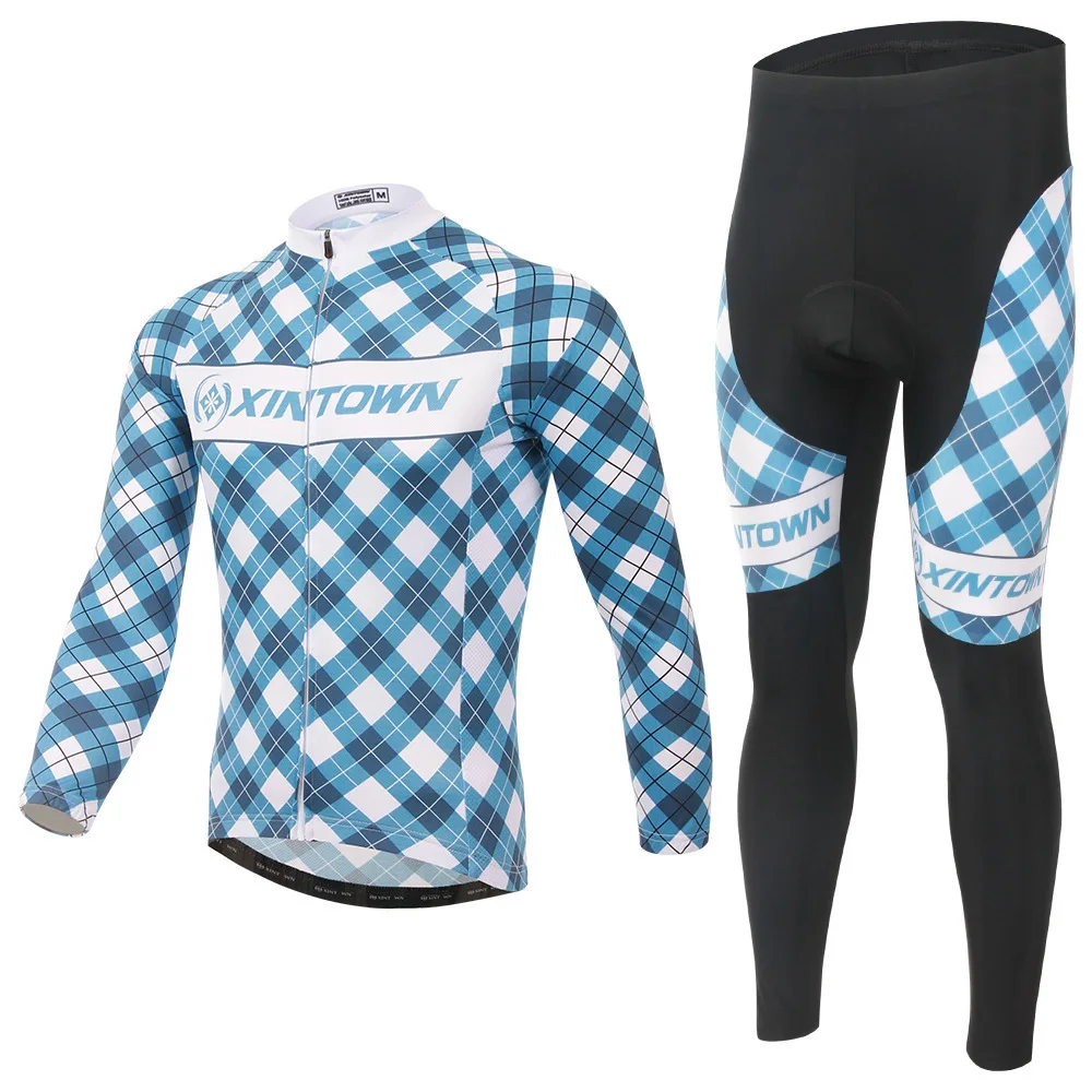

BOODUN Lattice Blue Cycling Wear Long Sleeve Bicycle Serve Catch Down Windbreak Keep Warm Function Underwear